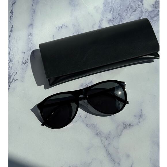 NEW Saint Laurent SL667 Black Aviator Unisex Sunglasses - Picture 1 of 5